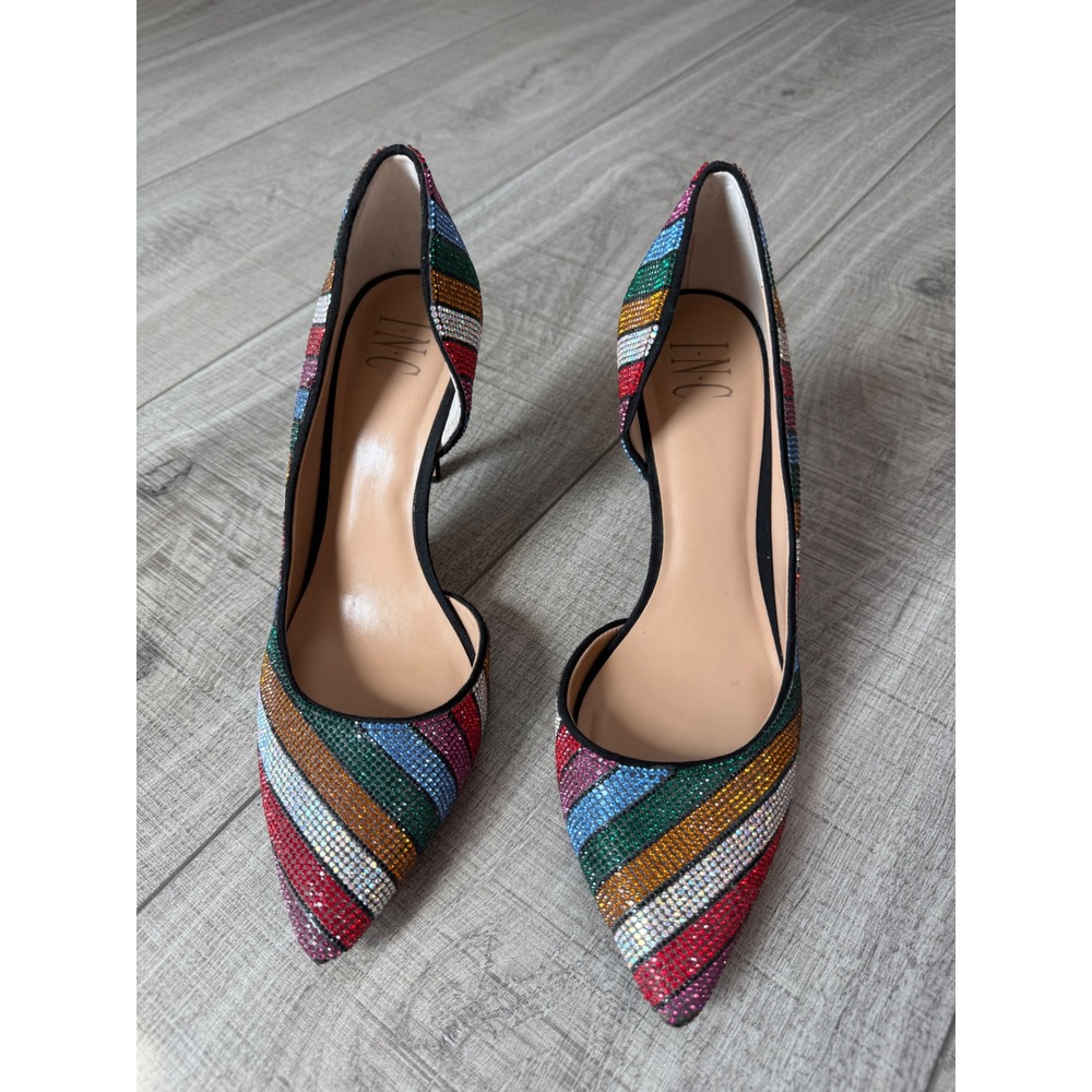 INC International Concepts Rainbow Rhinestone D'Orsay Stiletto Pumps 9.5